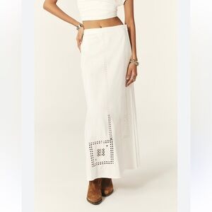 ba&sh Lermaid Embroidered Wrap Maxi Skirt Cotton Bohemian White sz 34